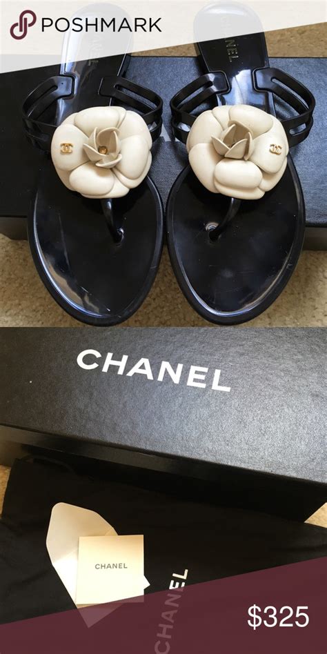 chanel camellia flip flops sale|authentic chanel sandals.